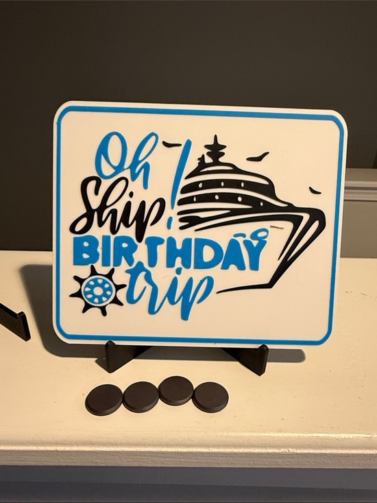 Other - Oh Ship! Birthday Trip Decorative Sign - Blue & Black